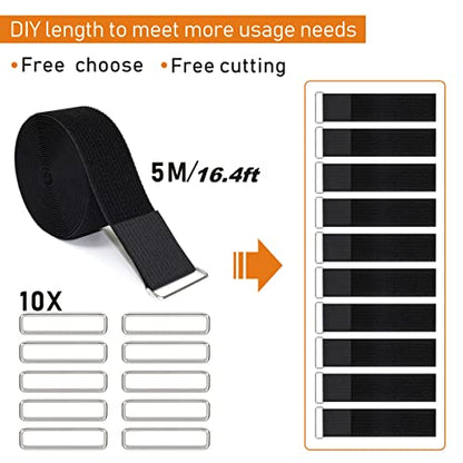 2"x16ft Reusable Cinch Strap with 10 Metal Buckles (16 Foot)