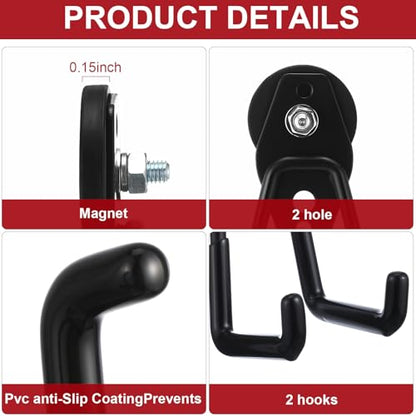 22 Pcs Large Magnetic Hooks Heavy Duty Garage Magnet Hooks Strong Storage Utility Magnetic Hangers with Anti Slip Rubber Coating for Indoor and Outdoor Hanging (22 Count)