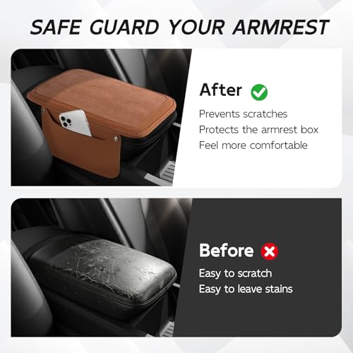 Car Leather Center Console Cover with 2 Storage Bags
