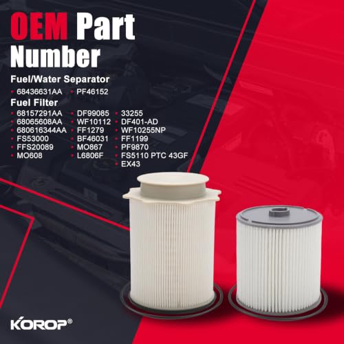 6.7 Cummins Fuel Filter Water Separator Set Fits for 2019 2020 2021 2022 2023 2024 Dodge Ram 2500 3500 4500 5500 6.7L Diesel Turbo Engines