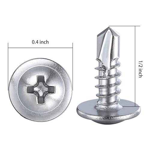 350 pcs) Wensilon #10×1/2”for Sheet Metal Self-Tapping Screws 410 Stainless Steel Truss Head High-Strength Quick Tapping Screws