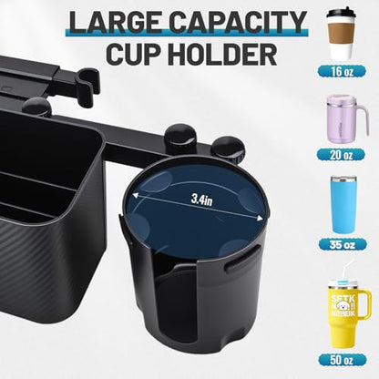 Car Headrest Backseat Storage Box with 2 Cup Holders
