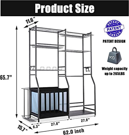Sports Equipment Organizer for Garage with Golf Bag Storage