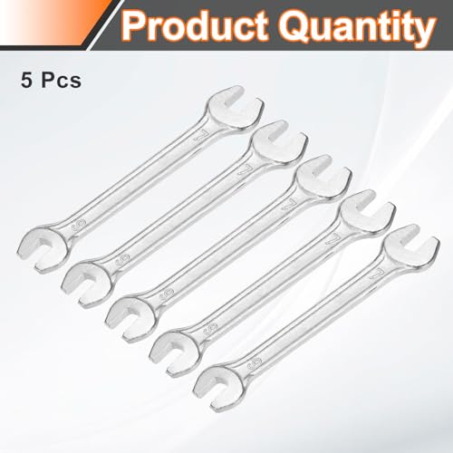 5pcs Double Open End Wrench 6mm x 7mm Metric 15 Degree Offset Angle Small Flat Head Wrench Galvanizing Open Ended Spanner for Automotive Repair Furniture Assembly (5 Count)