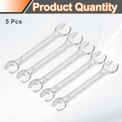 5pcs Double Open End Wrench 6mm x 7mm Metric 15 Degree Offset Angle Small Flat Head Wrench Galvanizing Open Ended Spanner for Automotive Repair Furniture Assembly (5 Count)