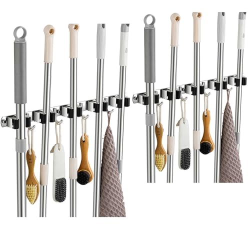 2 Pack Broom Holder Wall Mount (2 Count)
