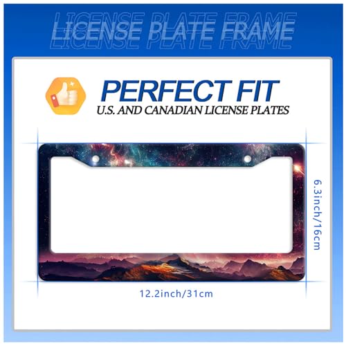 Galaxy Mountain License Plate Frame Stainless Steel Car Accessory 6x12 Inch
