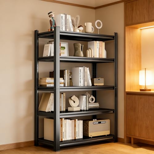 63" H Storage Shelves Standing Shelf Units Metal Book Shelf Organizer Unit Metal Shelves Adjustable Pantry Shelf for Closet Pantry Basement Kitchen Warehouse 63" H X 45" W X 16" D (5 Count)