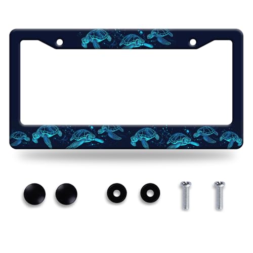 Sea Turtle License Plate Frame Stainless Steel Accessory 12.3"x 6.3"