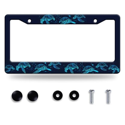Sea Turtle License Plate Frame Stainless Steel Accessory 12.3"x 6.3"
