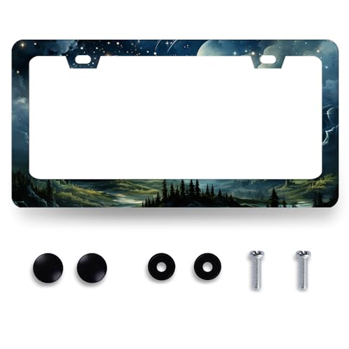Stainless Steel Watercolor Sky Clouds License Plate Frame 12.3 x 6.3 Inch