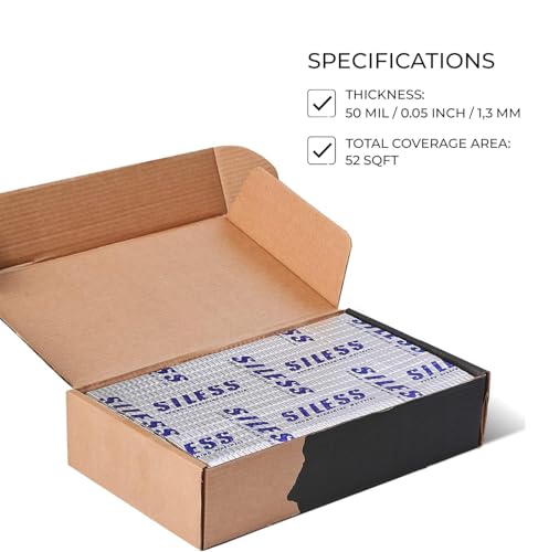 50 mil (1.3mm) 52 sqft Car Sound Deadening mat - Butyl Automotive Sound Deadener - Noise Insulation and Vibration Dampening Material ( 52 sqft)