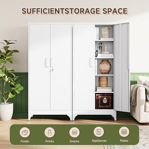 71" H Metal Storage Cabinet with 2 Doors and 4 Shelves