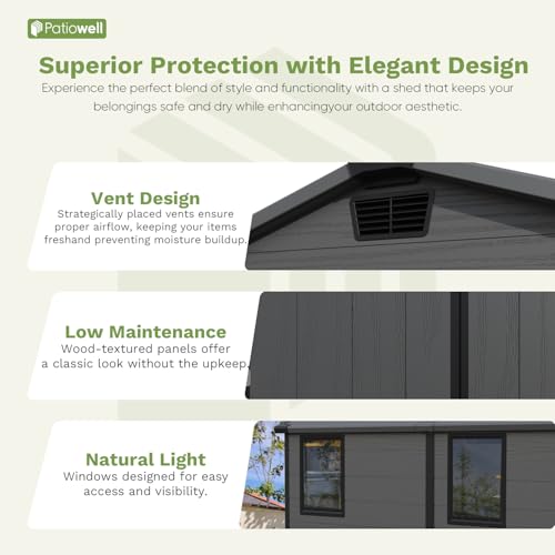 6X8 FT Plastic Outdoor Storage Shed with Floor