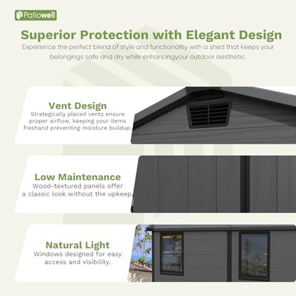 6X8 FT Plastic Outdoor Storage Shed with Floor