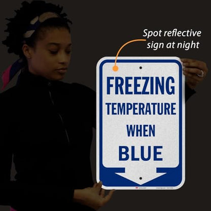Freezing Temperature When Blue Sign with Arrow