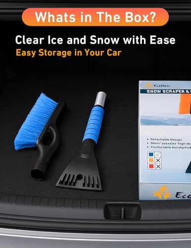 27" Aluminum Snow Brush with Ice Scrapers for Car Windshield