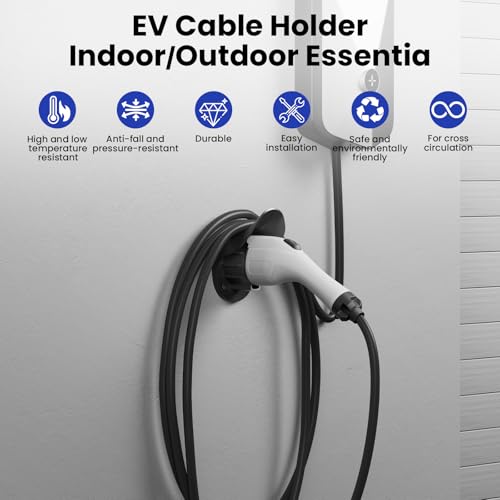 EV Charger Holder Wall Mount for SAE J1772 Electric Car Plug Nozzle Holster Dock and EV Cable Holder