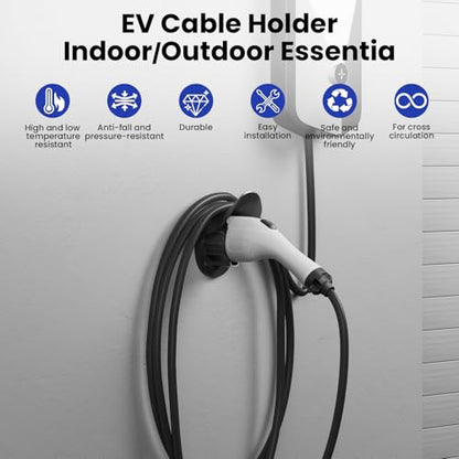EV Charger Holder Wall Mount for SAE J1772 Electric Car Plug Nozzle Holster Dock and EV Cable Holder
