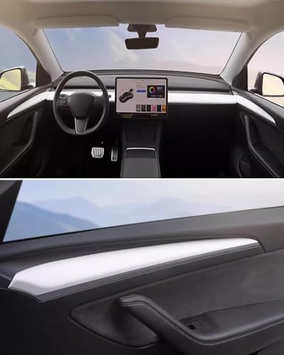 Matte White Dashboard Cover and Front Door Cover Compatible with Tesla Model 3（2021