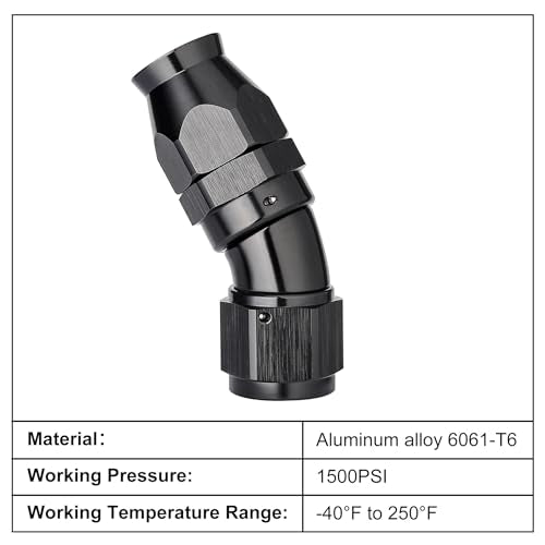 12AN 30 Degree PTFE One Piece Full Flow End Hose Fitting Aluminum Black