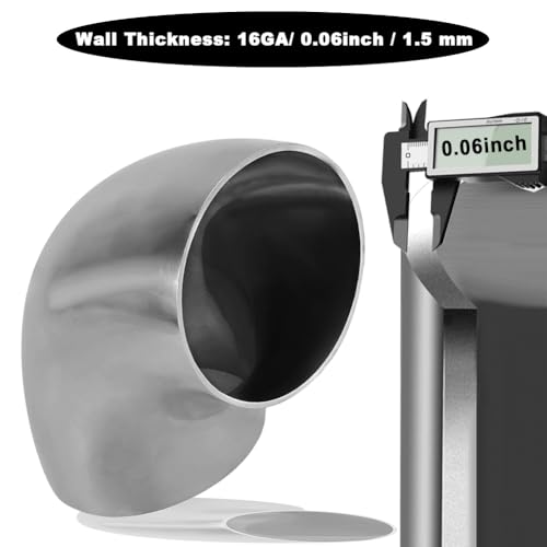 OD 1.5 Inch 90 Degree SS304 Stainless Steel Bend Tube Exhaust Elbow Pipe for Car Modified Exhaust System 1.5" Piping Silver Tone