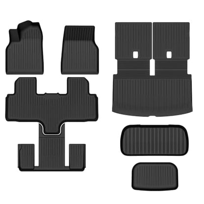 Compatible with 2026 Tesla Model Y L 6 Seater Floor Mats 3 Row TPE & Trunk Mat & Back Seat Cover & Frunk Liner & Rear Lower