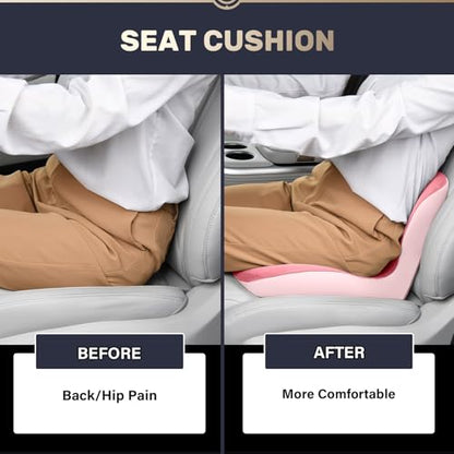 Seat Cushion and Lumbar Support Pillow One Piece for Car Office Chair
