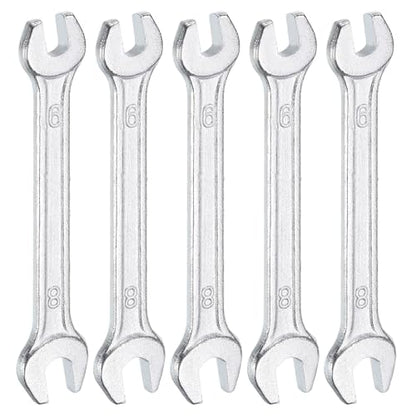 5pcs Double Open End Wrench 6mm x 8mm Metric 15 Degree Offset Angle Small Flat Head Wrench Galvanizing Open Ended Spanner for Automotive Repair Furniture Assembly (5 Count)