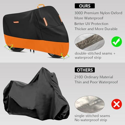 Heavy Duty Motorcycle Cover 300D Oxford Heavy Duty Oxford Dirt Bike Cover 450cc funda para Moto Protect from Rain Sun Snow Dust UV Storm Wind Electric Motorcycle rain Cover