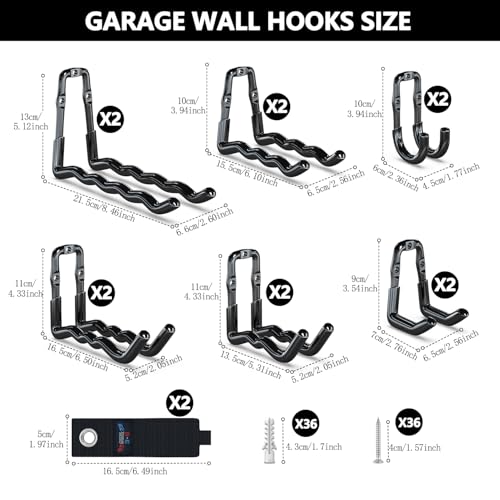 Super Heavy Duty Garage Hooks 14 Pack (12 Count)