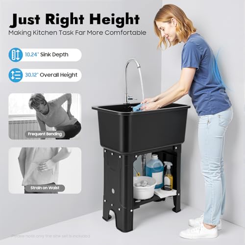 Free Standing Utility Sink with Washboard Laundry Tub Sink for Outdoor
