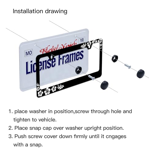 Hibiscus Flower License Plate Frame Hibiscus License Plate Holder Floral License Plate Covers tag Frame