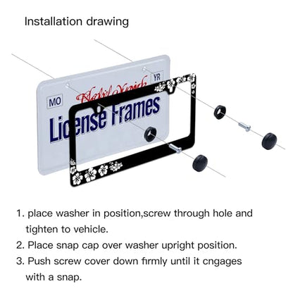 Hibiscus Flower License Plate Frame Hibiscus License Plate Holder Floral License Plate Covers tag Frame