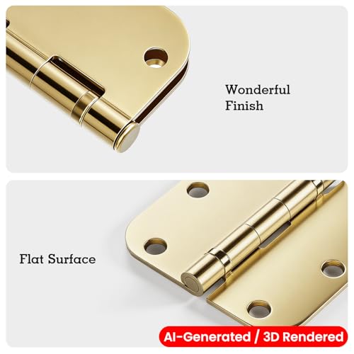 Rounded Door Hinges Polished Brass 3.5 Inch 5 (12 Count)
