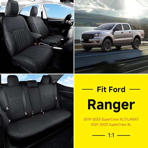 Custom Fit Ford Ranger Seat Covers 2019 2020 2021 2022 2023 Full Set SuperCrew