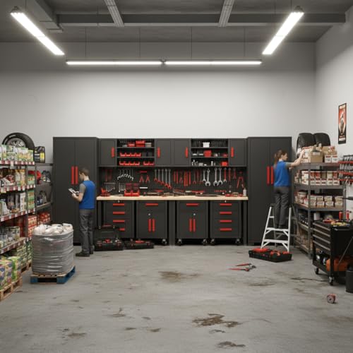 12 PC Heavy Duty Steel Garage Storage Cabinet System & Bench