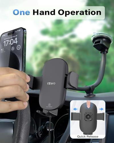 Solid Car Truck Phone Mount Holder 14" Arm Upgraded Wireless Charger
