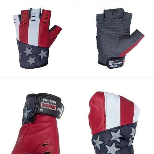Hugger American Flag Fingerless Leather Gloves for Men