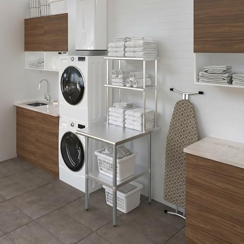 Stainless Steel Work Table Double Tier Overshelf