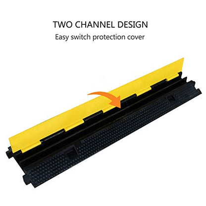 3 Pack Rubber Cable Ramp Hose Cable Protector Ramp 2 Channel 22000Lbs Load Capacity Traffic Speed Bump Wires Power Lines Extension Cord Cover for Indoor Outdoor (3 Count)
