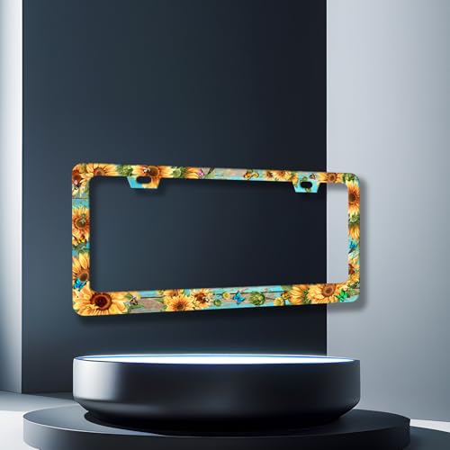 Butterfly Sunflower License Plate Frame Floral Flowers License Plate Holder