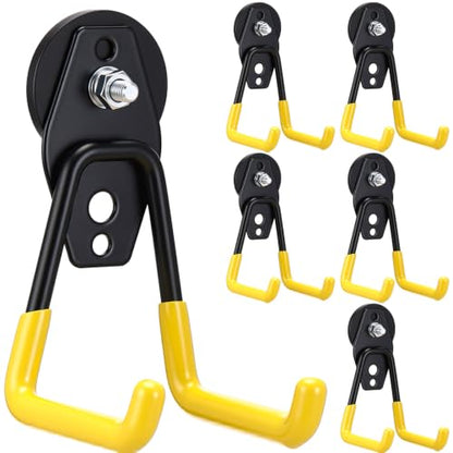 6 Pcs Large Magnetic Hooks Heavy Duty Garage Magnet Hooks Strong Storage Utility Magnetic Hangers with Anti Slip Rubber Coating for Indoor and Outdoor Hanging (6 Count)