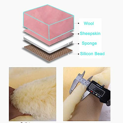 Pink Genuine Sheepskin Car Rear Seat Cover for Fuzzy Back Cushion