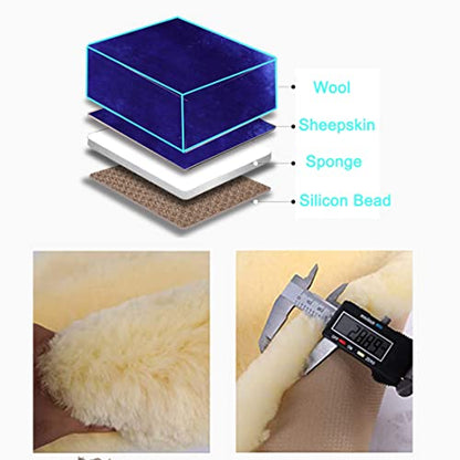 Blue Genuine Sheepskin Car Seat Cover for Fuzzy Fur Wool Cushion