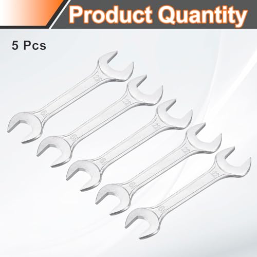 5pcs Double Open End Wrench 19mm x 22mm Metric 15 Degree Offset Angle Small Flat Head Wrench Galvanizing Open Ended Spanner for Automotive Repair Furniture Assembly (5 Count)