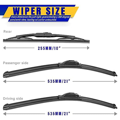 3 Wipers Fits Jeep Patriot 2007