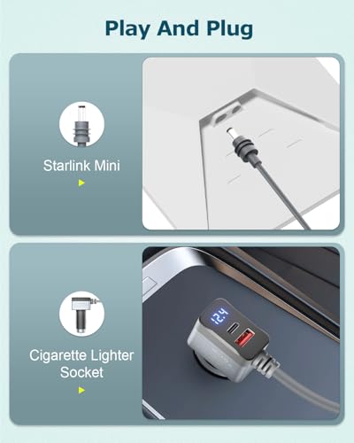 3 in 1 Starlink Mini Cable 12V Adapter 10FT Car Cigarette Lighter Adapter