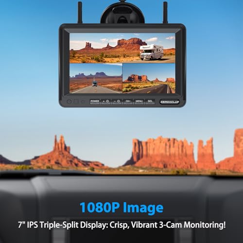 3 Camera Wireless RV Backup Camera System with 7 (4 Count)