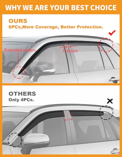 Tape on Window Visors Rain Guards for Toyota RAV4 2019 (6 Count)